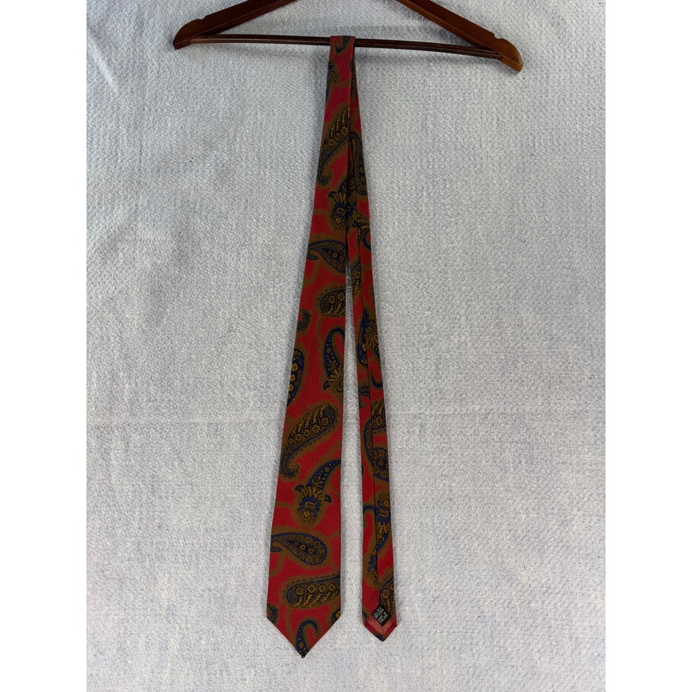 Harrods Knightsbridge Silk Tie Red Paisley John Comfort London Made in England